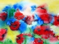 Farbprobe zu Mohn und Kornblumen